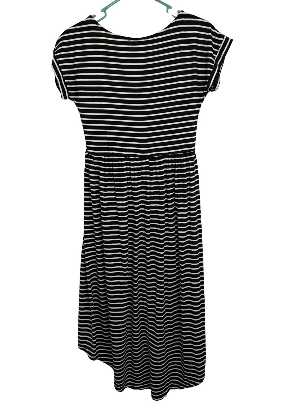 3/$20 She + Sky Black and White Striped Short Sleeve Midi Dress Size Small - Picture 2 of 3